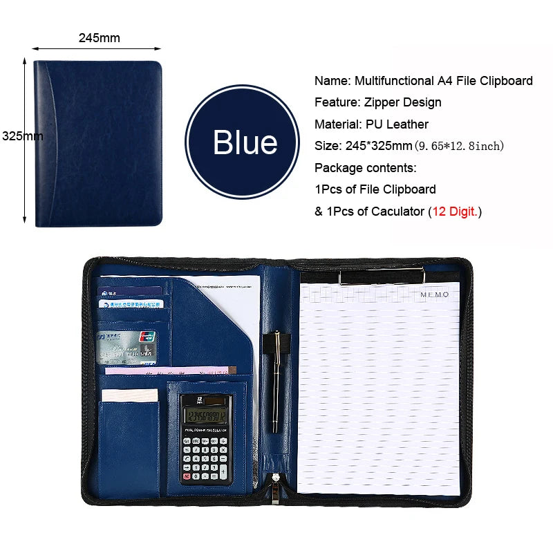 ELMAS Executive Leather A4 Portfolio Organizer Folder - Al Masam Stationery LLC