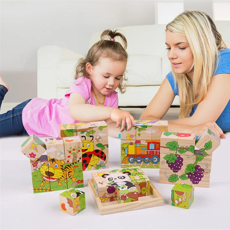 ELMAS Wooden Six Sided 3D Cube Puzzle for Kids Fun - Al Masam Stationery LLC