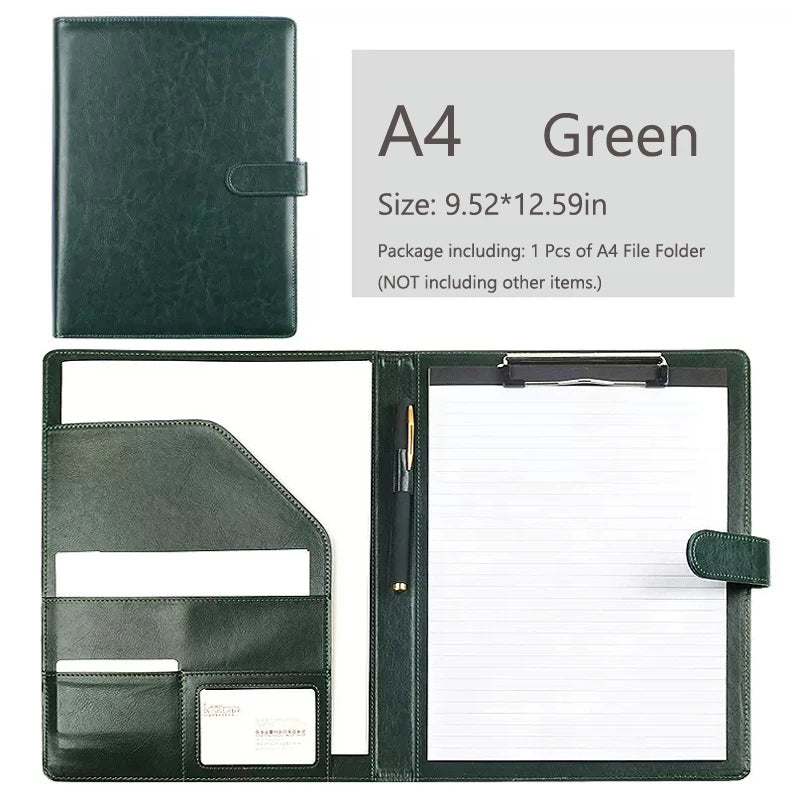 ELMAS Executive Black Leather Padfolio Organizer - Al Masam Stationery LLC