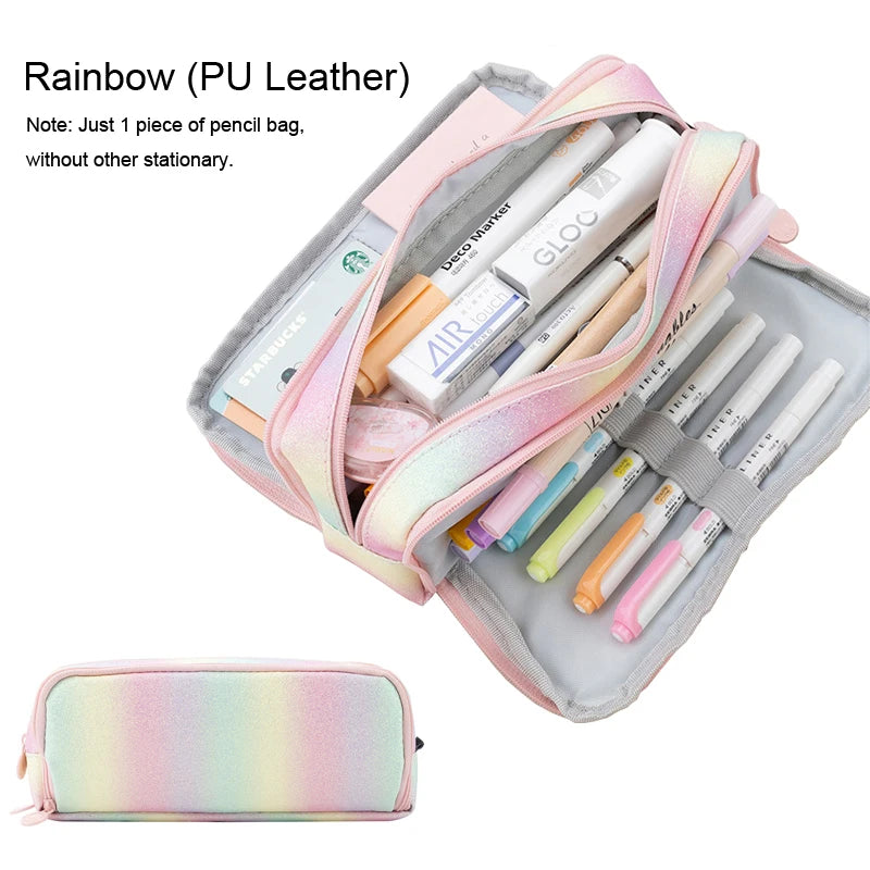 ELMAS Stylish Purple 3/4 Compartment Pencil Case for Kids - Al Masam Stationery LLC