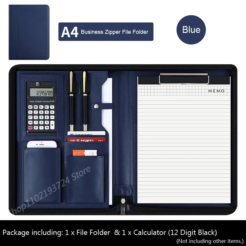 ELMAS A4 Leather Executive Zippered Portfolio Folder - Al Masam Stationery LLC
