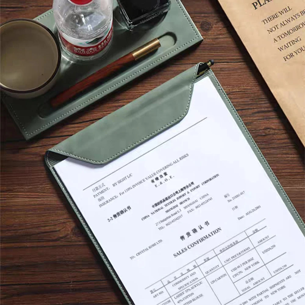 ELMAS Premium Leather A4 Clipboard Folder with Logo - Al Masam Stationery LLC