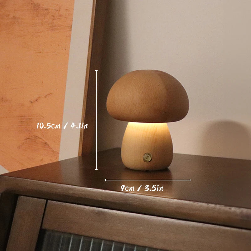 ELMAS Touch Control Wooden Mushroom Bedside Lamp - Al Masam Stationery LLC
