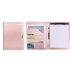 ELMAS Elegant Rose Gold Leather Padfolio & Clipboard Holder