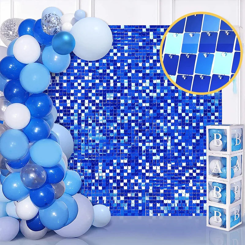 ELMAS 24 Pcs Shimmer Sequin Backdrop Blue Black Decor - Al Masam Stationery LLC