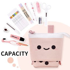 ELMAS Cute Milk Tea Pencil Case - Stylish Stationery Holder