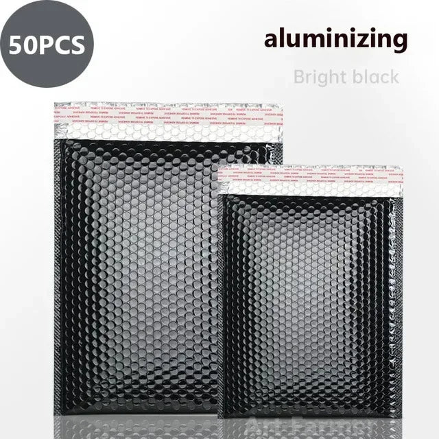 ELMAS 50Pcs Holographic Bubble Mailer Rose Red Shipping Bag - Al Masam Stationery LLC