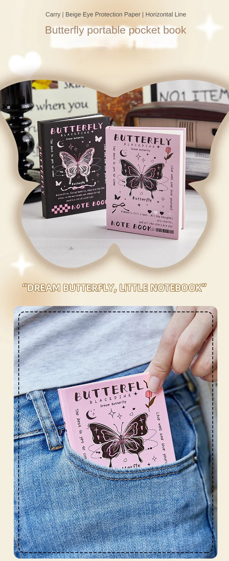 ELMAS High-Grade Butterfly A7 Portable Notebook for Students - Al Masam Stationery LLC