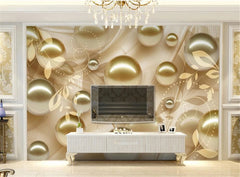 ELMAS Custom Photo 3D Wallpaper Mural Golden Pearl Pattern - Al Masam Stationery LLC