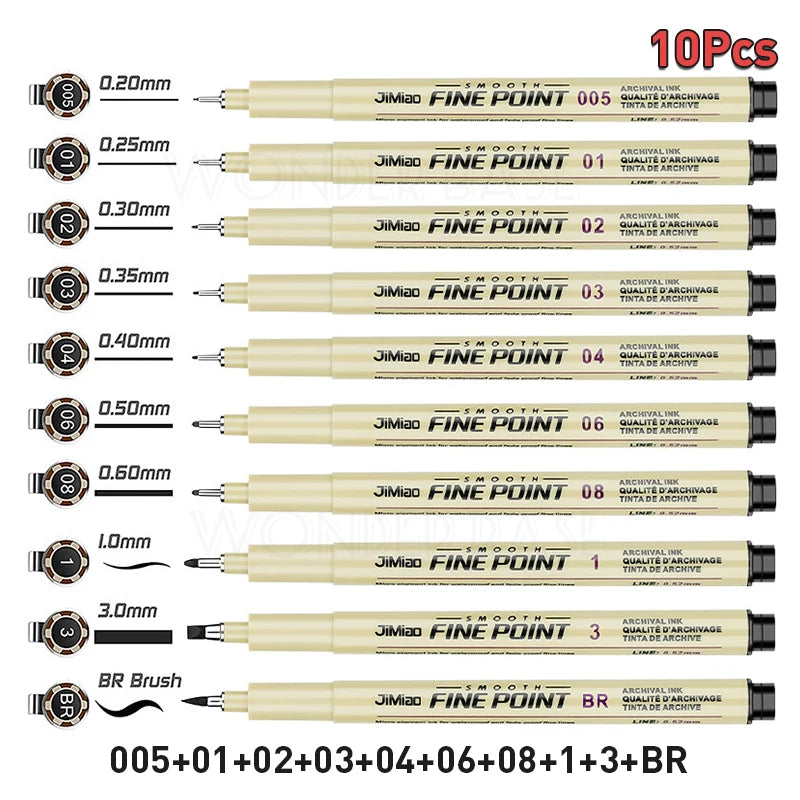 ELMAS 12 Nib Micron Ink Markers for Precision Art - Al Masam Stationery LLC