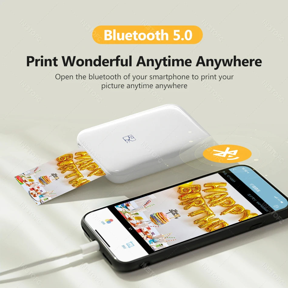 ELMAS Portable Bluetooth Mini Photo Printer for 2x3 Sticky Prints - Al Masam Stationery LLC