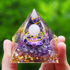 ELMAS Healing Amethyst Energy Pyramid for Balance