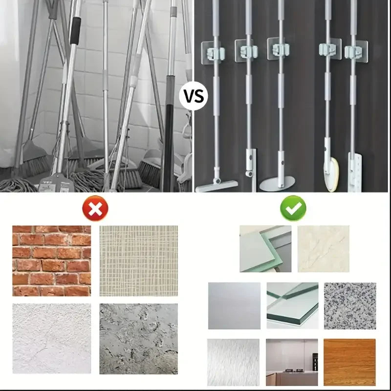 ELMAS Mop Hanger 4 Pack Broom Holder Wall Mount Storage - Al Masam Stationery LLC