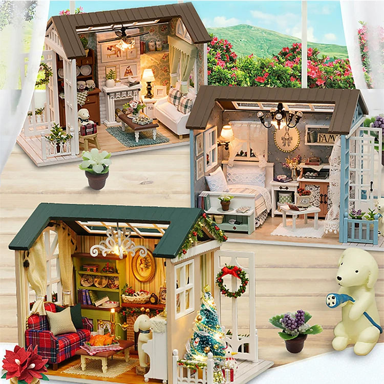ELMAS Creative Kitten Mini Wooden Dollhouse Building Kit - Al Masam Stationery LLC