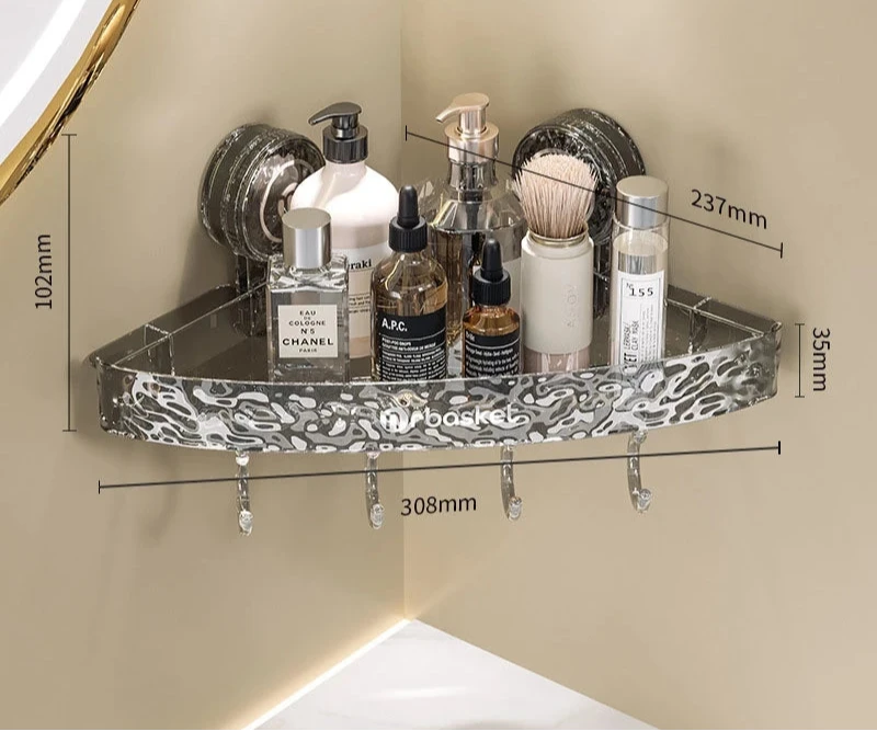 ELMAS Stylish Suction Cup Shower Shelf - Punch-Free Organizer - Al Masam Stationery LLC