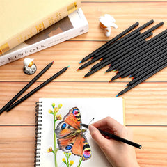 ELMAS 10 Pcs Colored Black Wood Pencils for Art