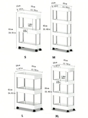 ELMAS 1pcs 3/4 Tier Rolling Utility Cart Storage Shelf - Al Masam Stationery LLC