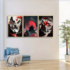 ELMAS Elegant Japanese Landscape Canvas Art Set