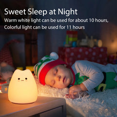 ELMAS Adorable Cat Night Light - 7-Color Touch Lamp