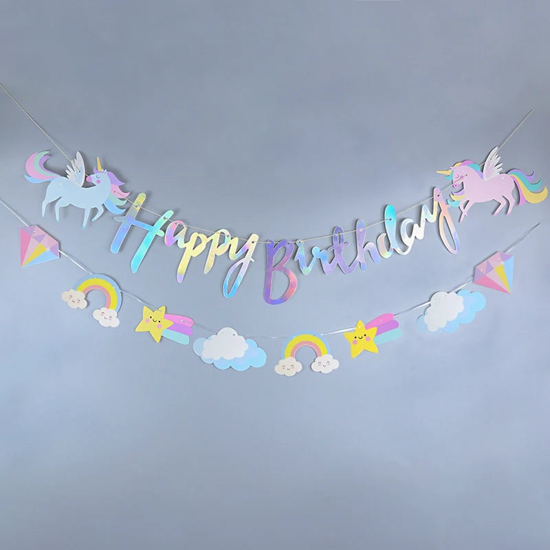 ELMAS Magical Unicorn Birthday Banner Garland Decor - Al Masam Stationery LLC