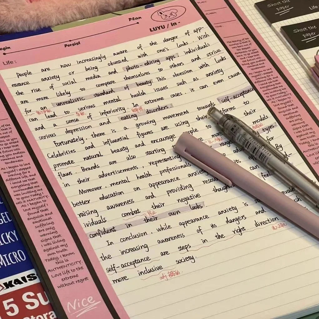 ELMAS Milk Salty Black Pink B5 Tearable Kawaii Notebook - Al Masam Stationery LLC