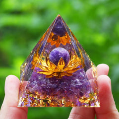 ELMAS Healing Amethyst Energy Pyramid for Balance