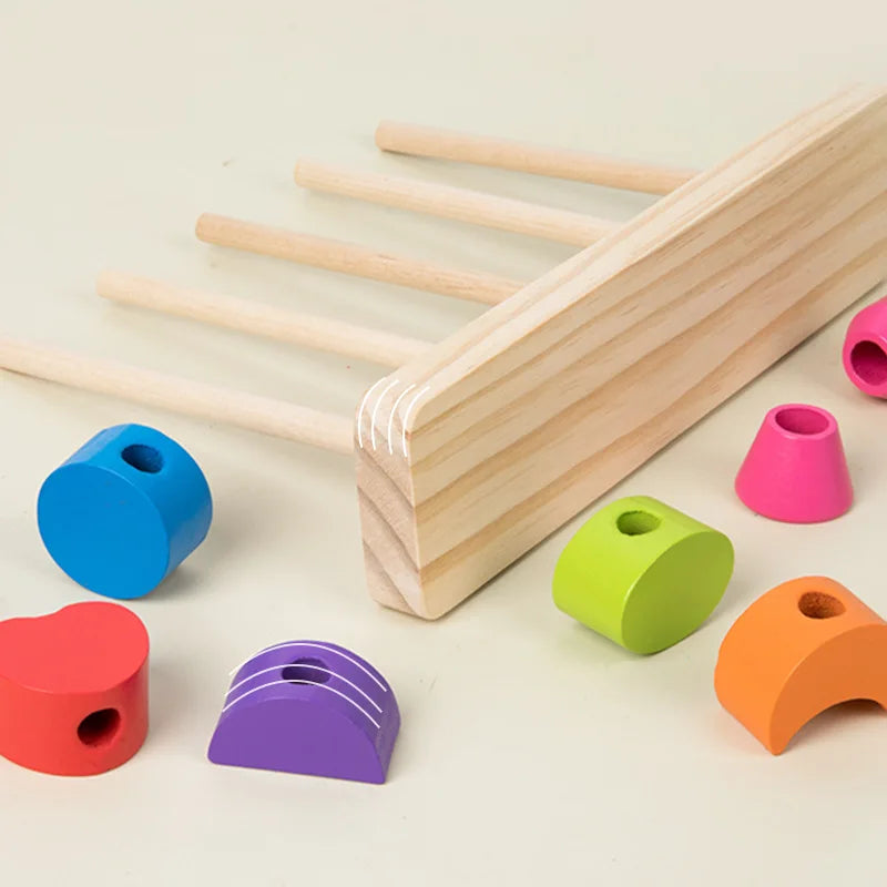 ELMAS Montessori Wooden Beads Sequencing Toy Set Fun - Al Masam Stationery LLC