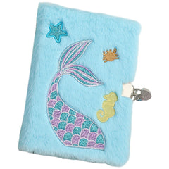 ELMAS Lockable Mermaid Tail Plush Journal for Kids