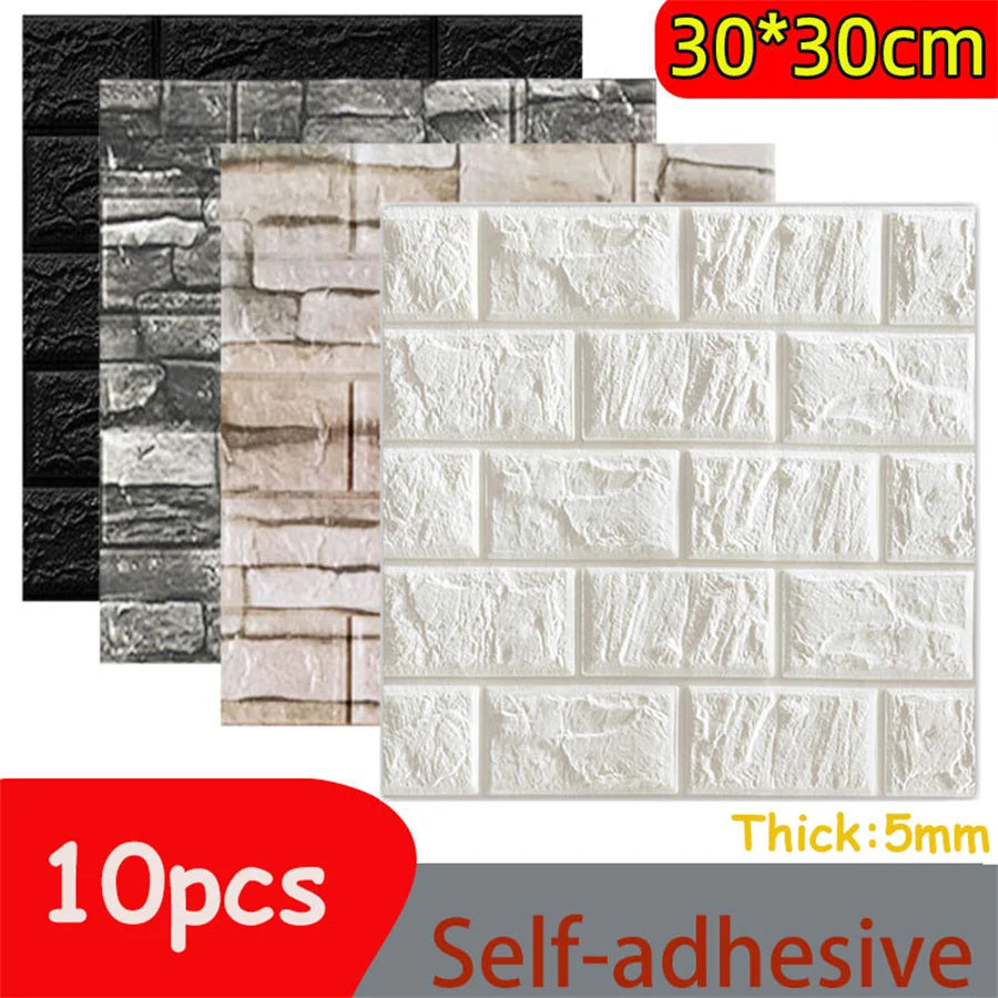 ELMAS 10pc 5MM Self Adhesive 3D Foam Wall Panel Decor - Al Masam Stationery LLC
