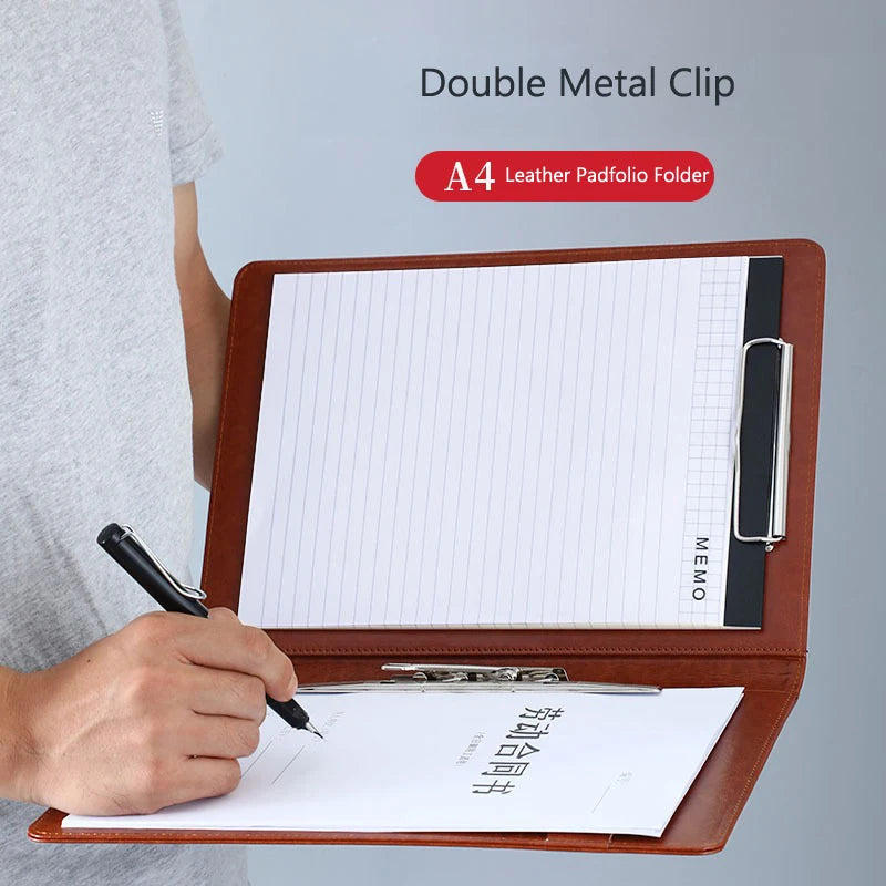 ELMAS Elegant PU Leather A4 Padfolio with Clips - Al Masam Stationery LLC