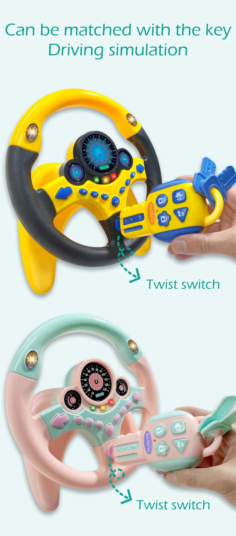 ELMAS Infant Shining Electric Steering Wheel Toy for Kids - Al Masam Stationery LLC