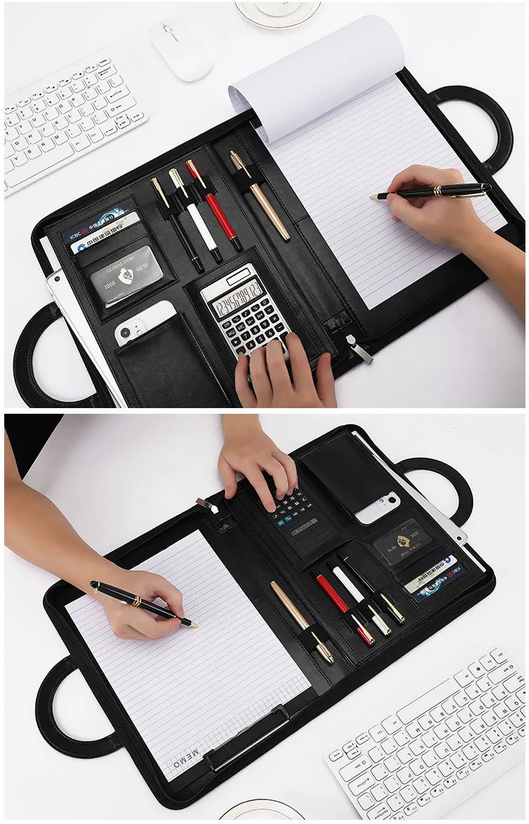 ELMAS Stylish A4 Leather Portfolio Organizer for Professionals - Al Masam Stationery LLC