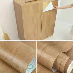 ELMAS Retro Faux Wood Waterproof Vinyl Wallpaper Roll - Al Masam Stationery LLC