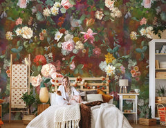 ELMAS Beibehang European Retro Rose Wallpaper Mural - Al Masam Stationery LLC