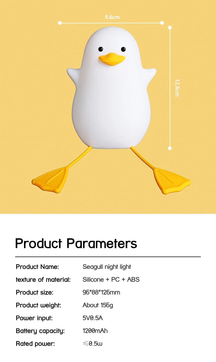 ELMAS Adorable Duck Kids Night Light with Timer & USB - Al Masam Stationery LLC