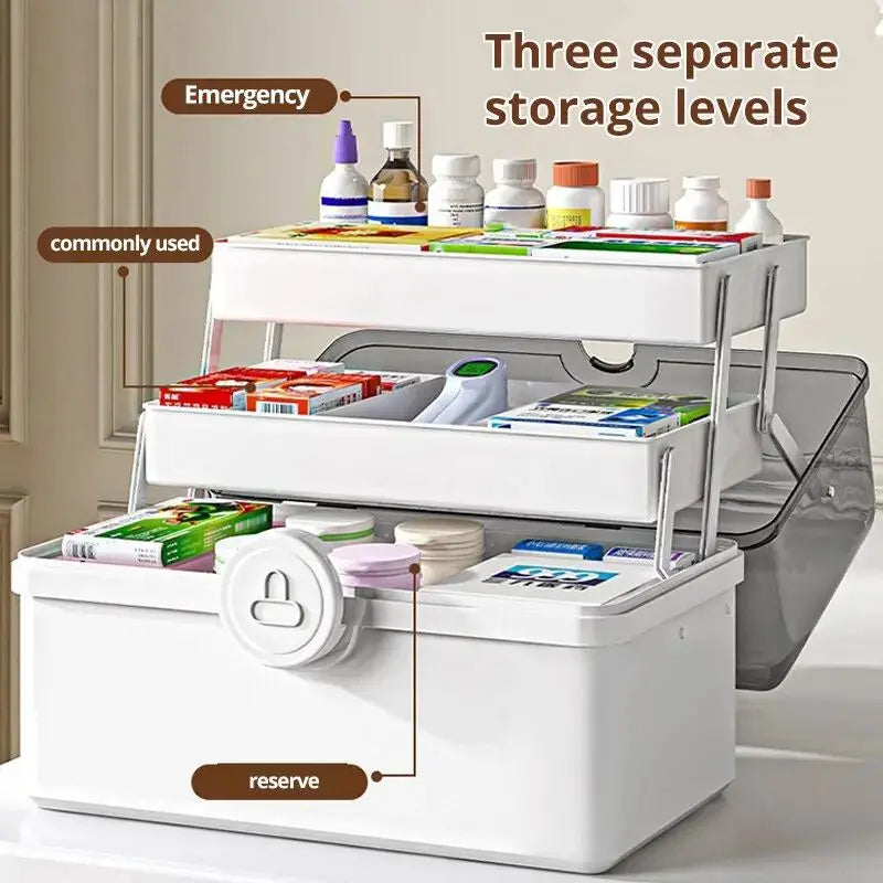 ELMAS 1pc White Large Capacity Medicine Box For Home Storage - Al Masam Stationery LLC