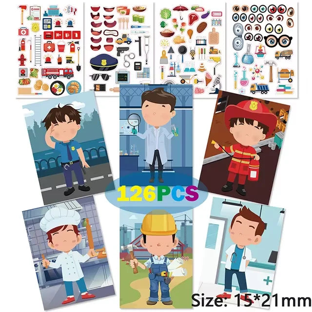 ELMAS Cute Cartoon Face Puzzle DIY Sticker Book Set - Al Masam Stationery LLC