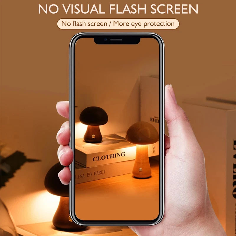 ELMAS Touch Control Wooden Mushroom Bedside Lamp - Al Masam Stationery LLC