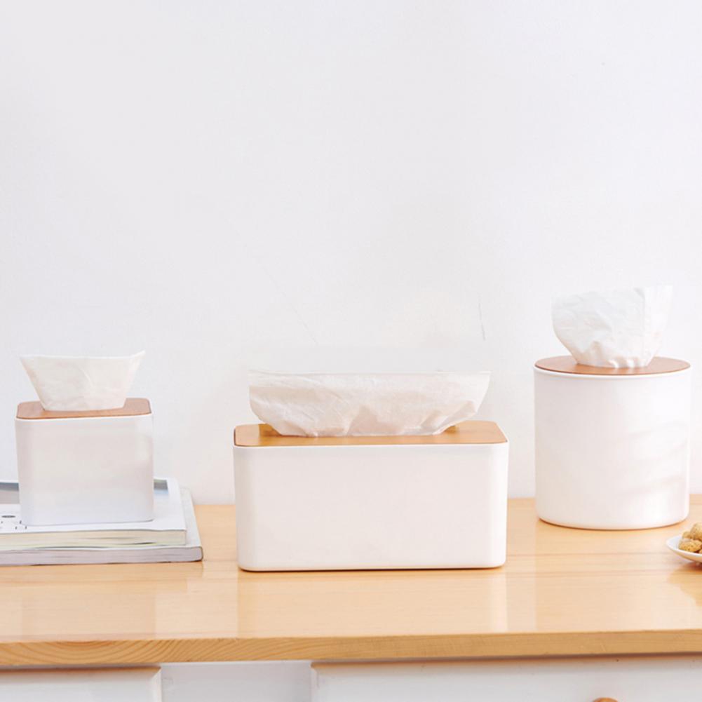ELMAS Modern Tissue Box with Wooden Lid for Home & Car - Al Masam Stationery LLC