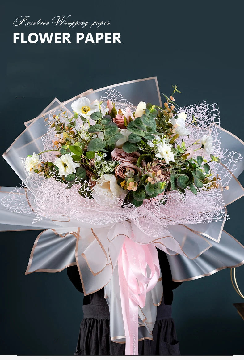 ELMAS Elegant Flower Wraps with Golden Edges - 10 Sheets - Al Masam Stationery LLC