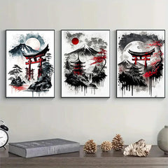 ELMAS Elegant Japanese Landscape Canvas Art Set