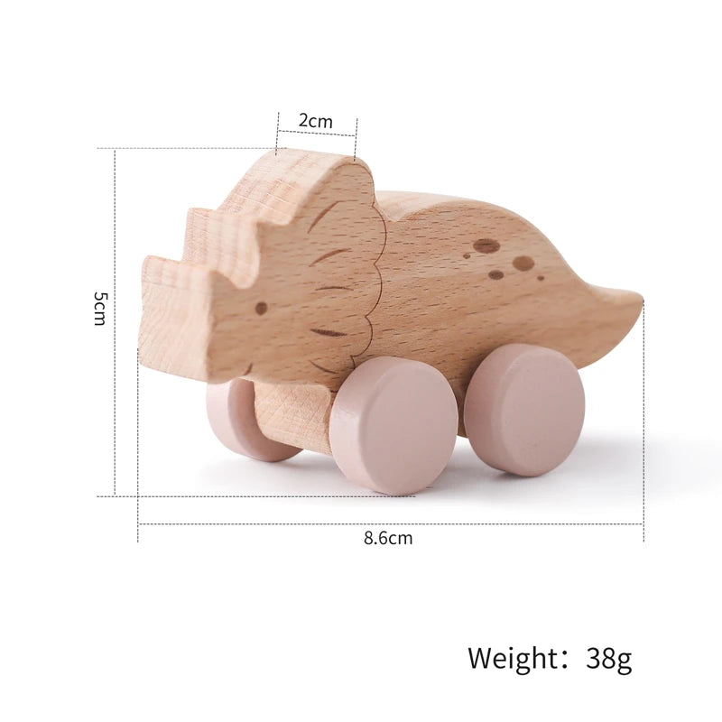 ELMAS: Baby Beech Wooden Block Dinosaur Trolley Toy - Al Masam Stationery LLC