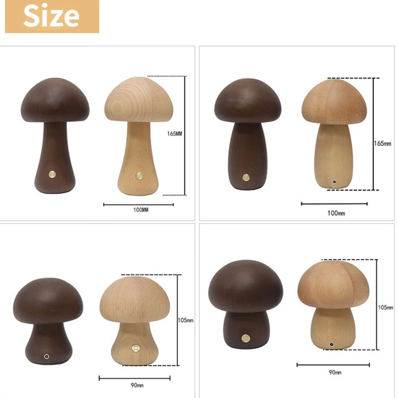 ELMAS Touch Control Wooden Mushroom Bedside Lamp - Al Masam Stationery LLC