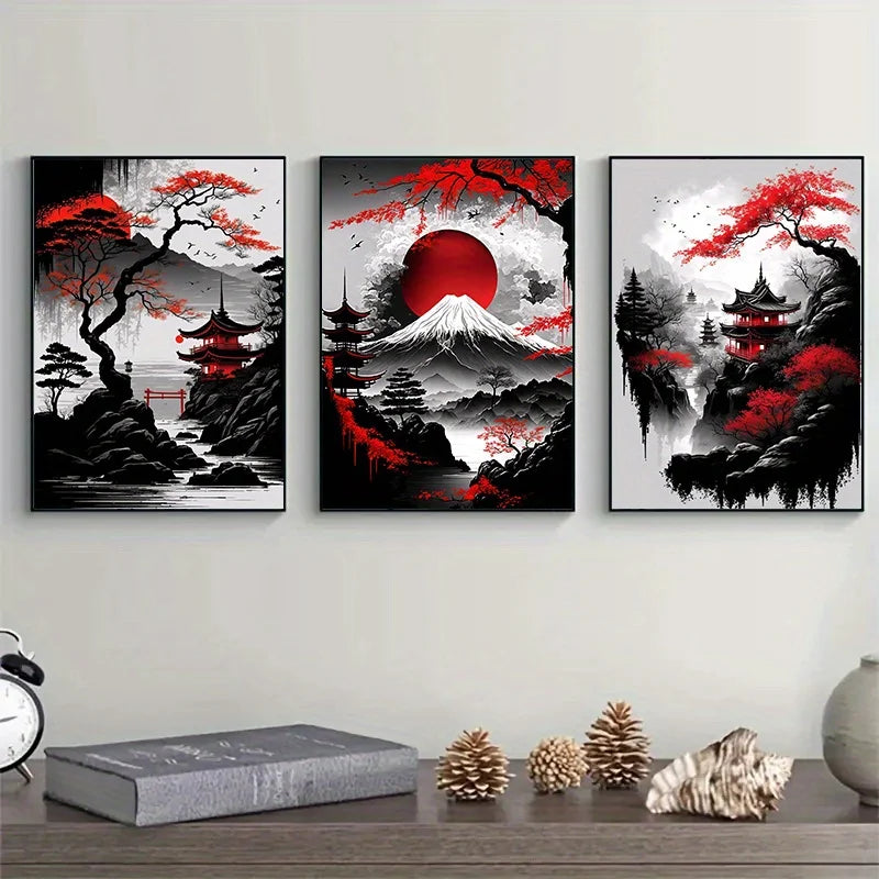 ELMAS Elegant Japanese Landscape Canvas Art Set - Al Masam Stationery LLC