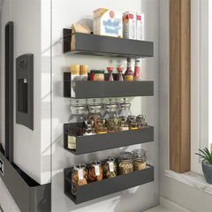 ELMAS Magnetic Fridge Shelf Spice Storage Rack Black Iron - Al Masam Stationery LLC