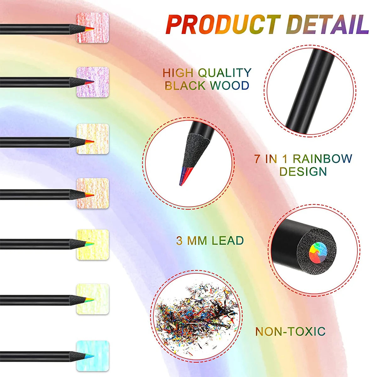 ELMAS 10 Pcs Colored Black Wood Pencils for Art - Al Masam Stationery LLC