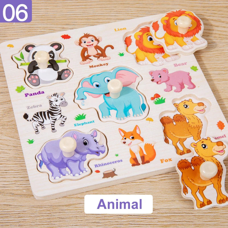 ELMAS Wooden Puzzle Montessori Animal Traffic Toy for Kids - Al Masam Stationery LLC