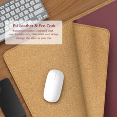 ELMAS Premium Dual-Sided Cork & Leather Mouse Pad