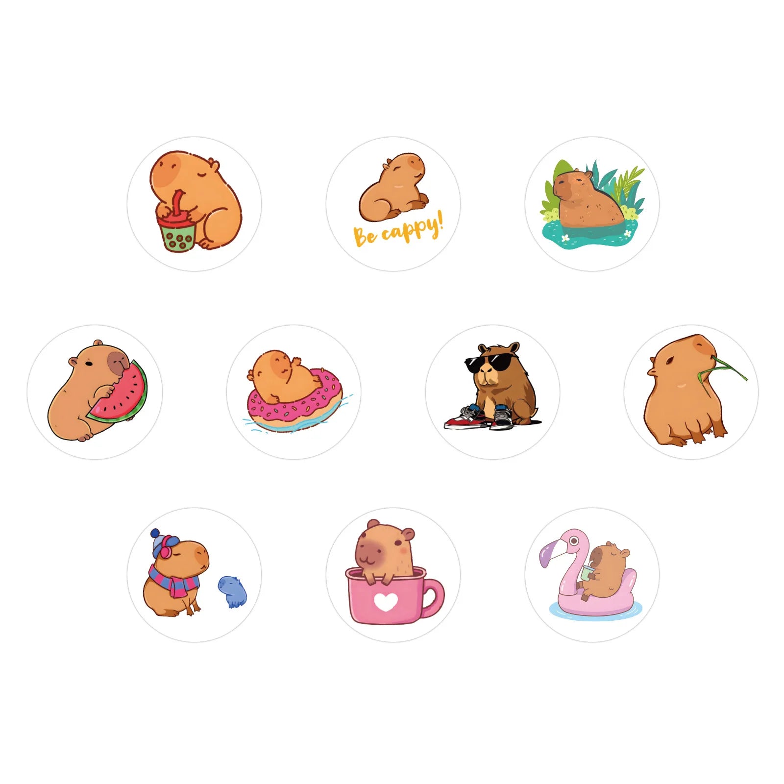 ELMAS Adorable Capybara Cartoon Stickers for Crafts - Al Masam Stationery LLC