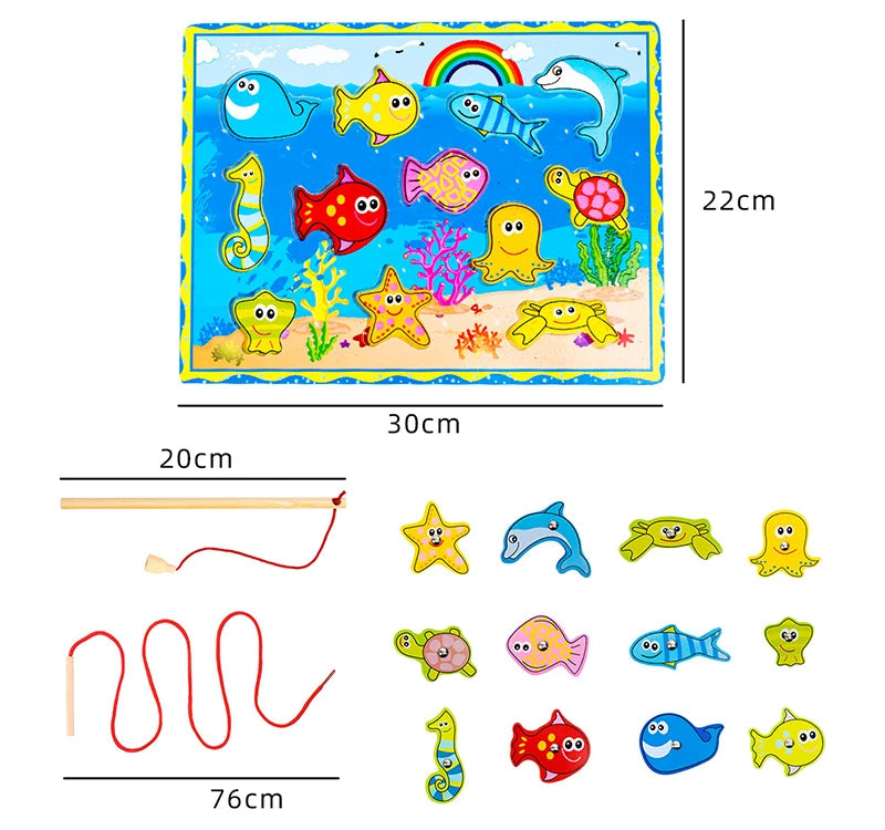 ELMAS Wooden Montessori 4-in-1 Fishing Game Toy Set - Al Masam Stationery LLC